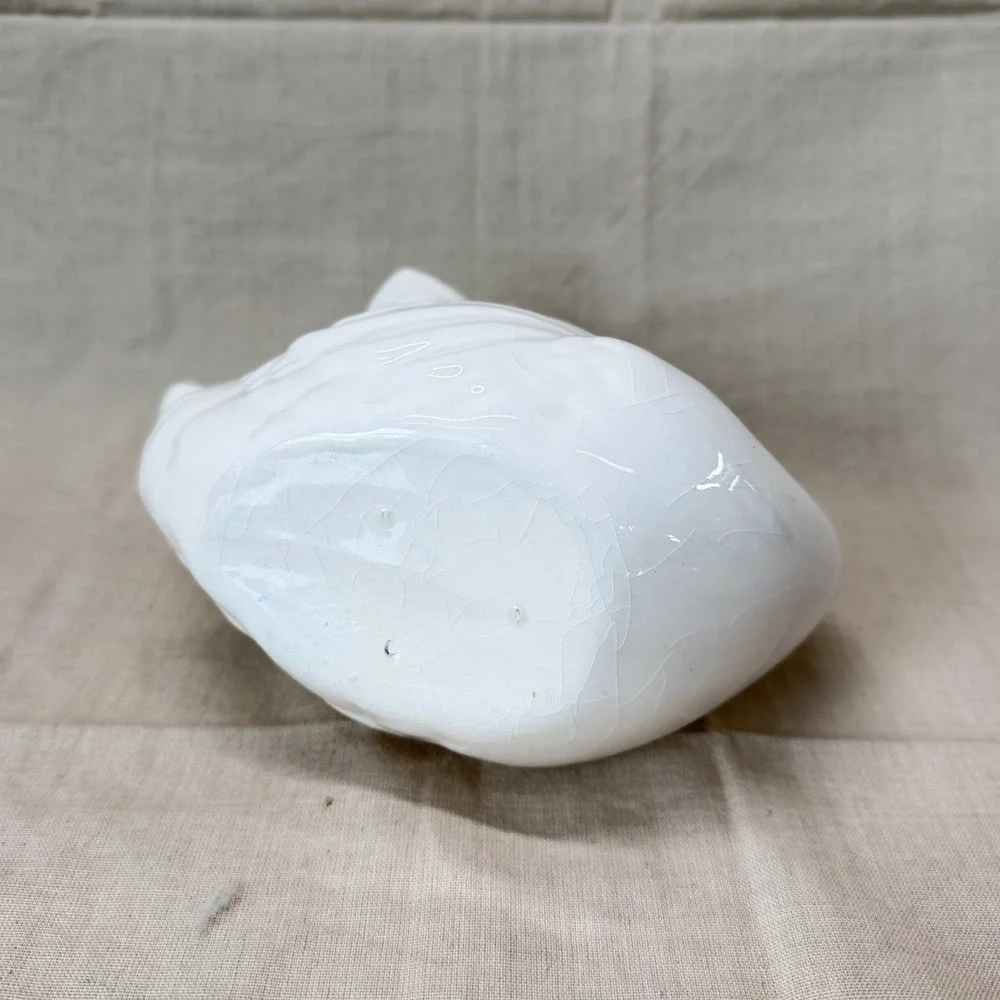 Vintage White Swan Planter Ceramic Cachepot Cottage Garden Floral Vase Decor